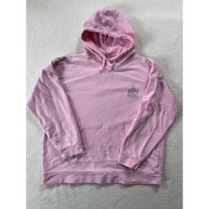 Juicy Couture Womens XL Hoodie Pink Silver Logo Graphic Pullover Sweatshirt‎